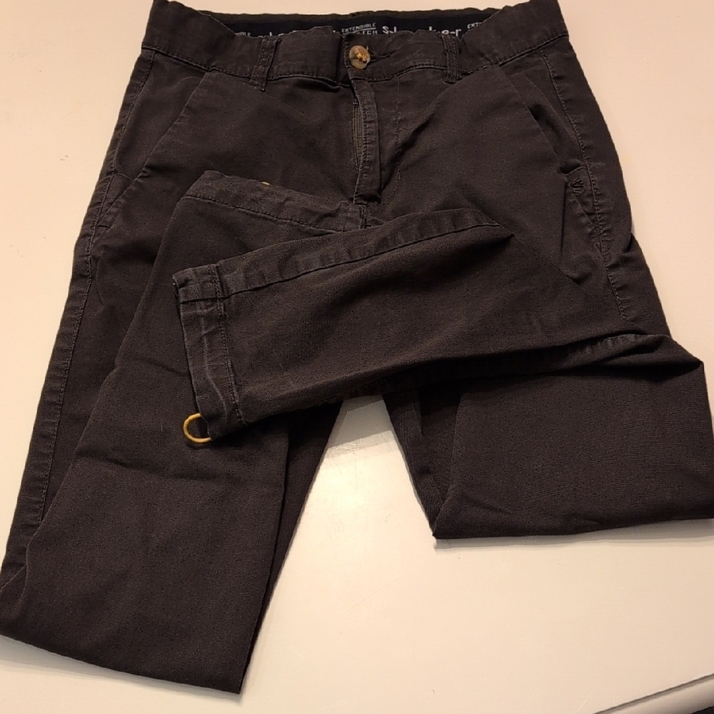 Brown Casual Cotton Twill Pants